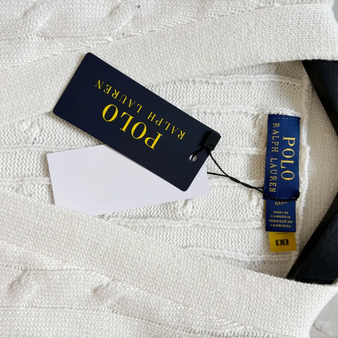 P250 RALPH LAUREN Ralph Lauren six-color classic small label embroidery V-neck long-sleeved button cardigan knitted sweater men's and women's couple tops Color: White Black Navy Gray Pink Blue Size: S M L XL Material: Cotton Weight: 720g